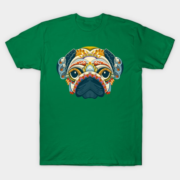 colorful pug head T-Shirt by Mako Design 